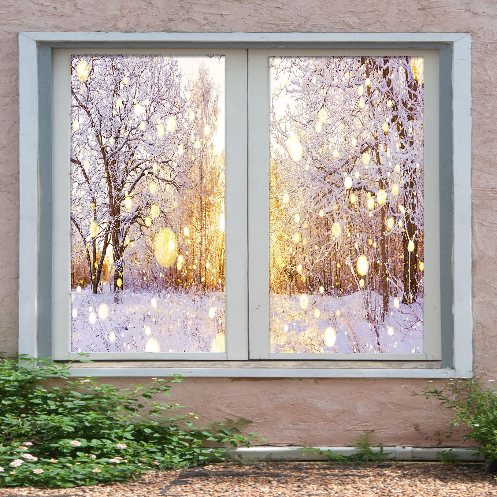 3D Sonnenschein und Schnee W295 Fenster Film Druck