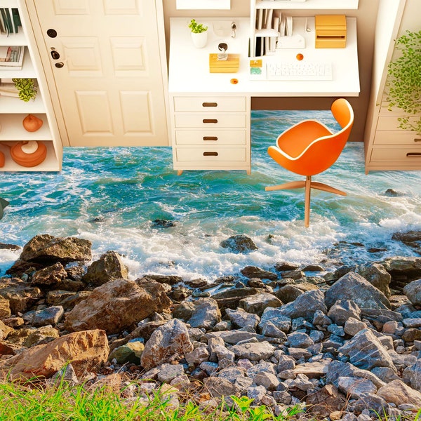 Beach Floor Mural Etsy