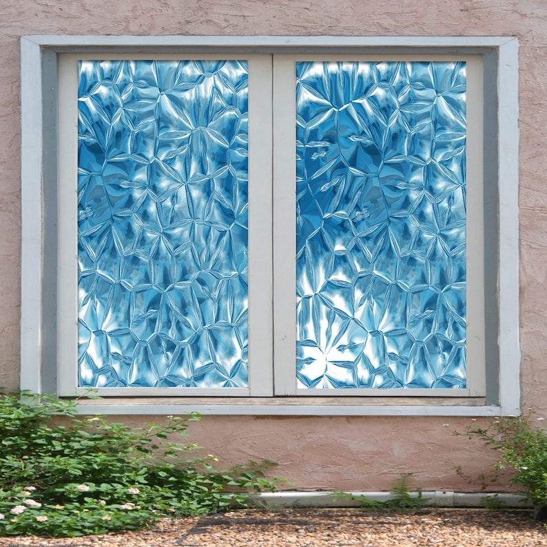 3D Bright Blue W1076 Window Film Print Sticker Cling Stained - Etsy