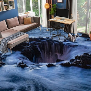 3D Sea Water Cave 8419 Floor Wallpaper Murals Self-Adhesive Removable Kitchen Bath Floor Waterproof floor Rug Mat Print Epoxy YOYO