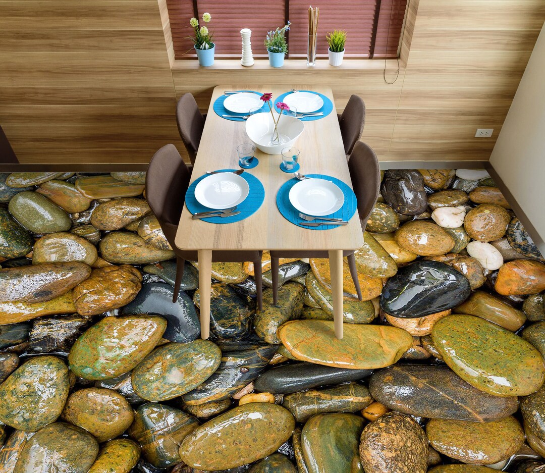 3D Water Stones 5477 Floor Wallpaper Murals Self-adhesive Removable ...