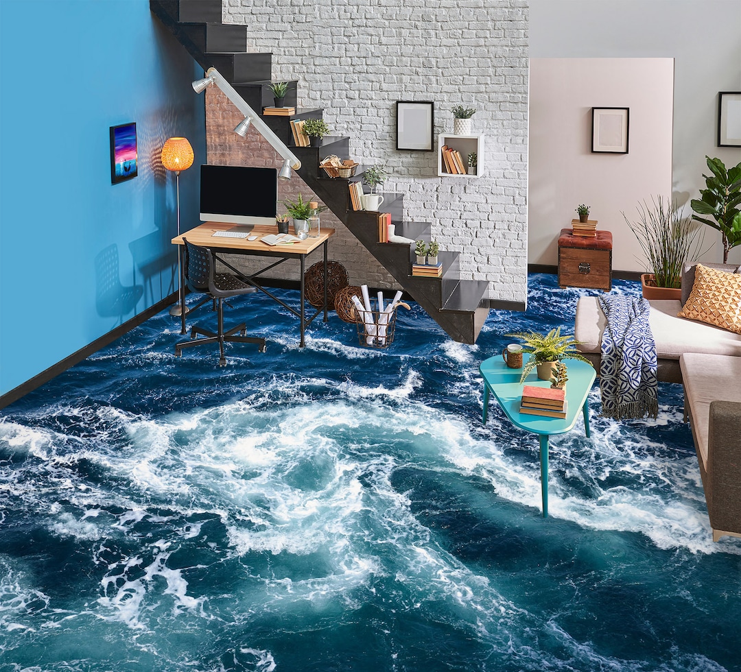 3D Ocean World Floor Mural  Non-slip, Waterproof  & Removable Rug Mat & Floor Murals
