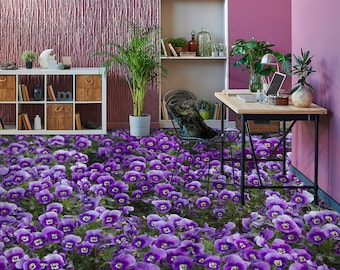 3D Purple Garden 5218 Floor Wallpaper Murals Self-Adhesive Removable Kitchen Bath Floor Waterproof floor Rug Mat Print Epoxy 2024