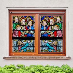 3D Happy Crowd W2247 Window Film Print Sticker Cling Stained Glass Xmas Window Decor UV Heat Control Glass Privacy Window Film Rose