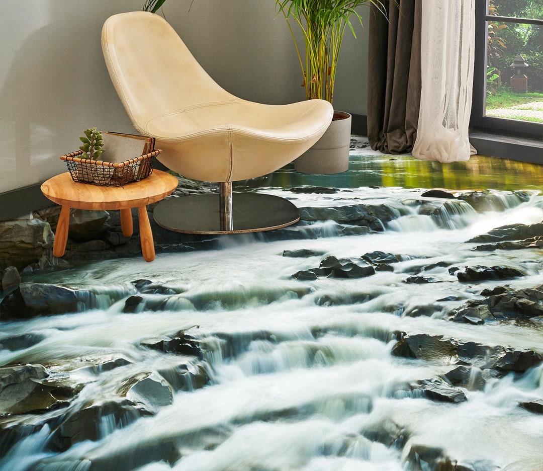 3D River Cliff 465 Non Slip Rug Mat