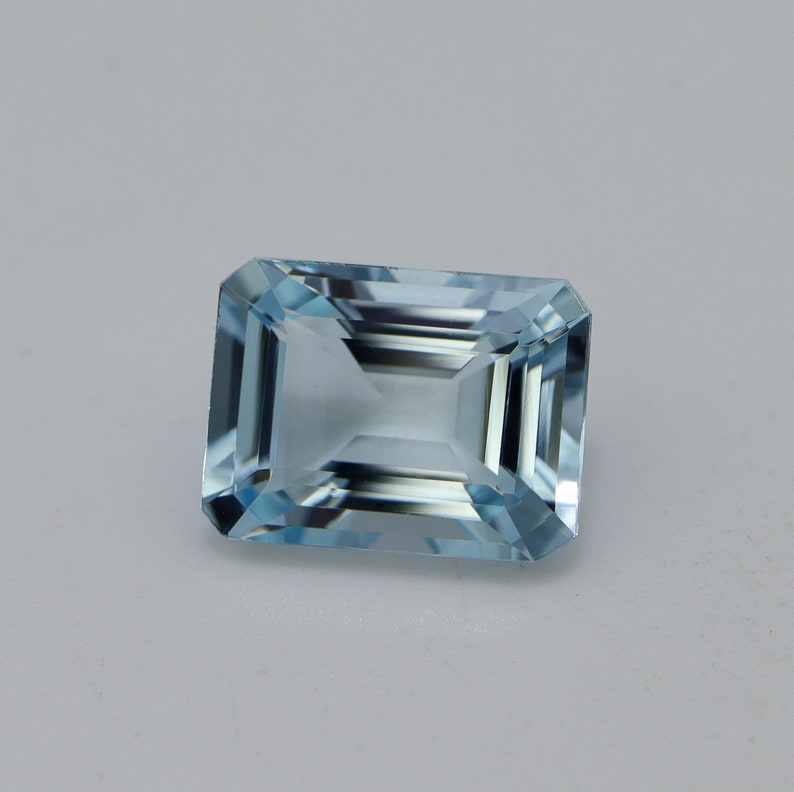 9.8x7.3 MM High Quality Aquamarine Emerald Cut Super Lustrous Loose Gemstone Fine Jewelry 2.5 Cts AAA+Grade Natural Top Blue AQUAMARINE