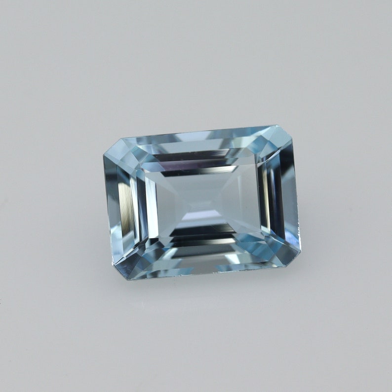 9.8x7.3 MM High Quality Aquamarine Emerald Cut Super Lustrous Loose Gemstone Fine Jewelry 2.5 Cts AAA+Grade Natural Top Blue AQUAMARINE