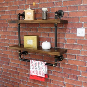 Industrial 2-tier Shelves with tea towel rail