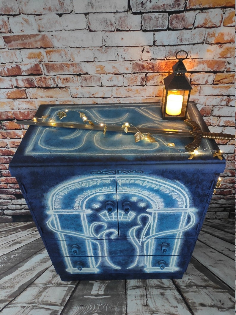 Cabinet, Sideboard, Glow in the dark Lord of the Rings inspired art image 3