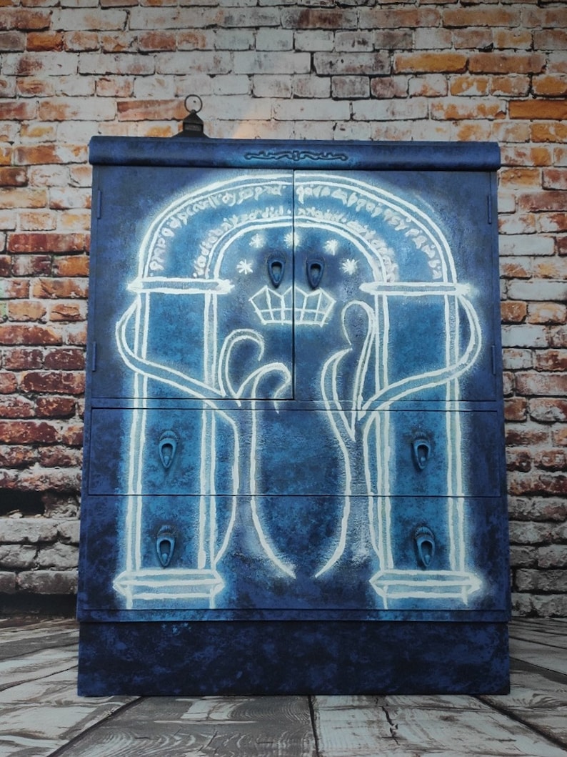 Cabinet, Sideboard, Glow in the dark Lord of the Rings inspired art image 2