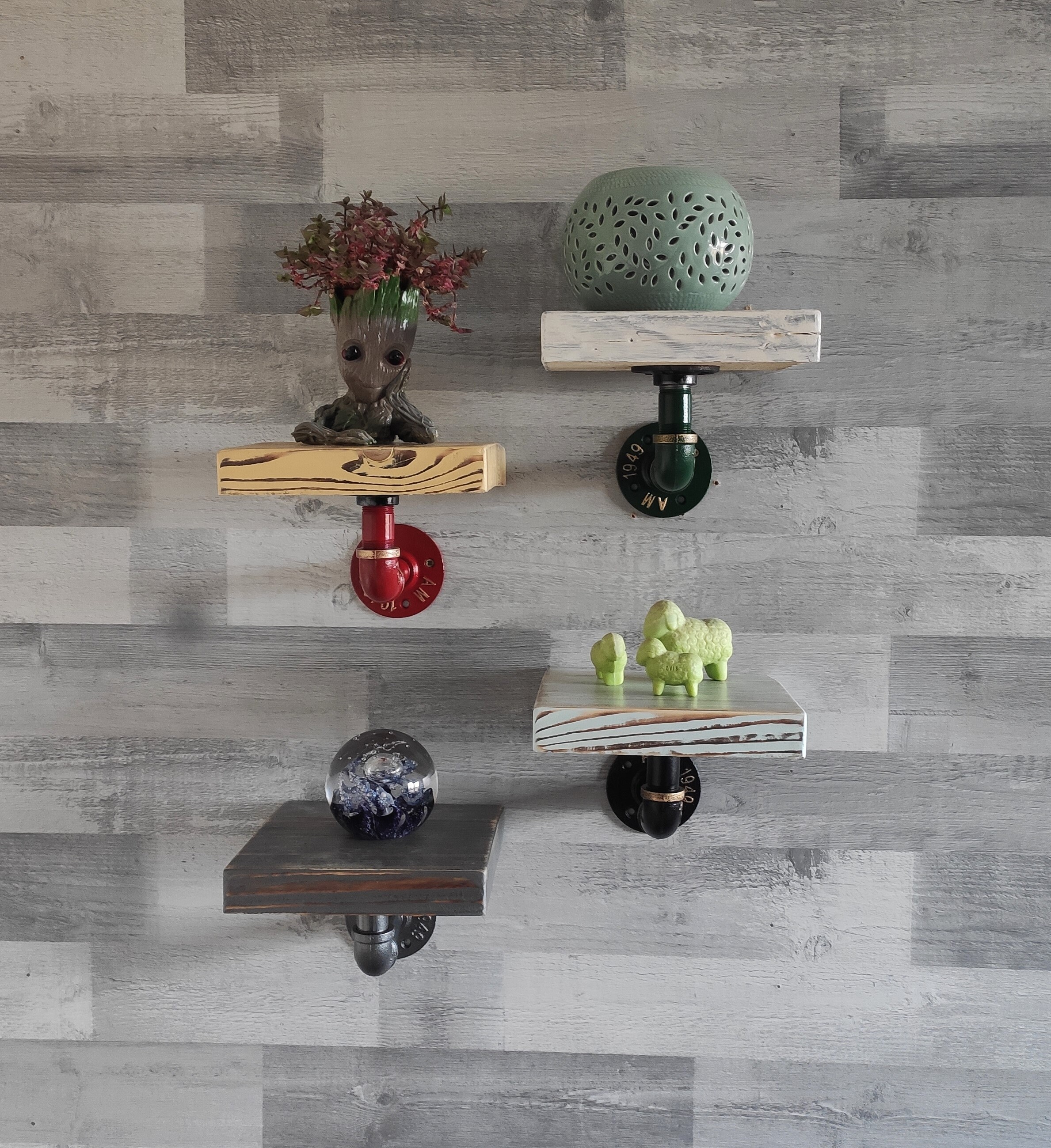 Industrial Reclaimed Wood Wall Shelf, Pipe Shelving - Etsy UK