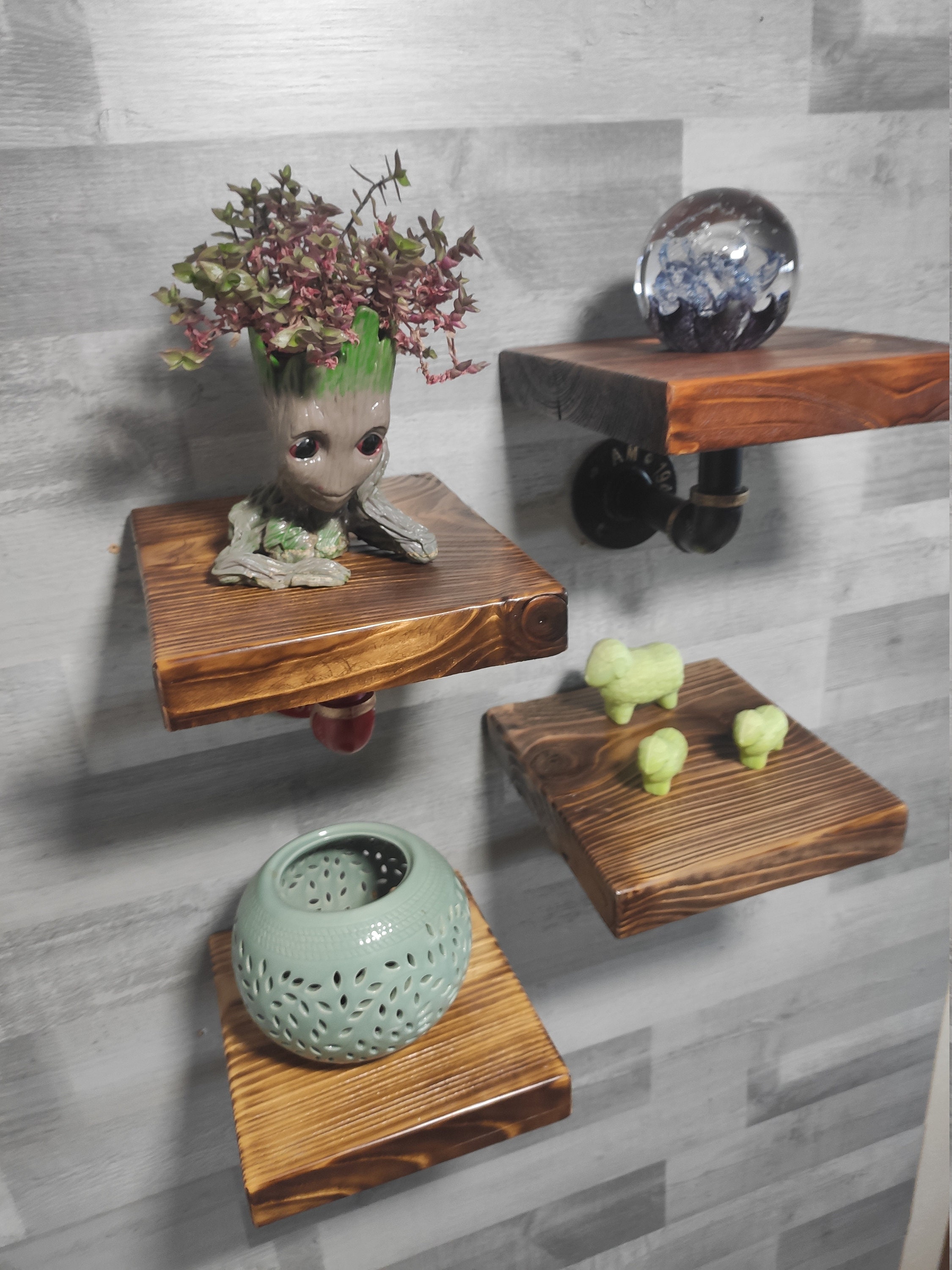 Industrial Reclaimed Wood Wall Shelf, Pipe Shelving - Etsy UK