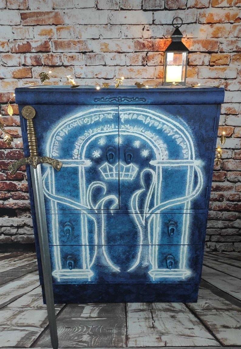 Cabinet, Sideboard, Glow in the dark Lord of the Rings inspired art image 1