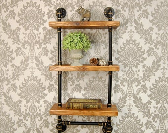 Industrial 3-Tier Shelves with tea towel rail