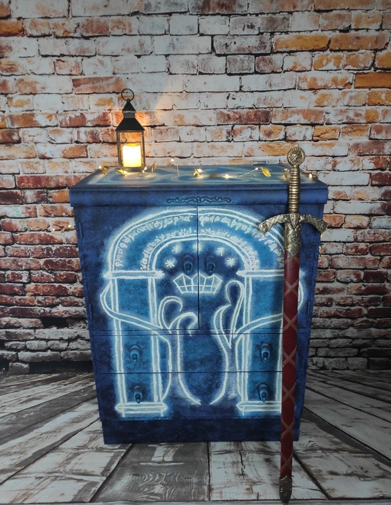 Cabinet, Sideboard, Glow in the dark Lord of the Rings inspired art image 4