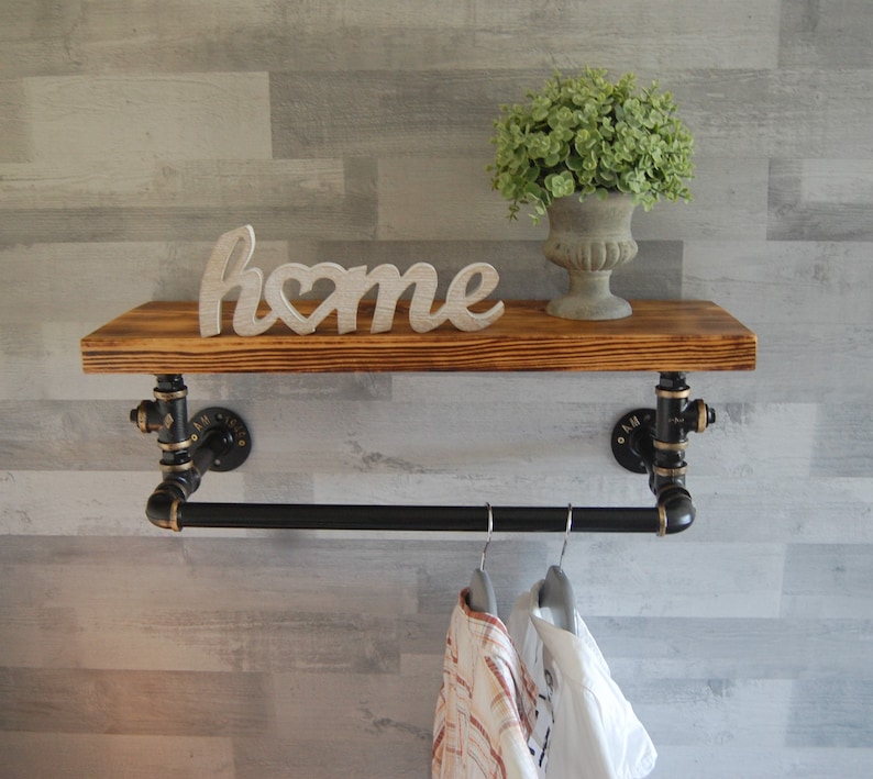 Industrial Clothes Rail With Shelf Etsy UK
