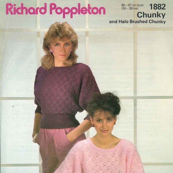 Richard Poppleton 1882 - Vintage 1980 Ladies/Women's Lace Dolman Sleeve Sweater - PDF Download