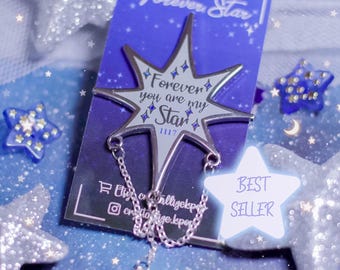 Forever Star Enamel Pin - ATEEZ - CrystallizeKpop - Pin - Cute Enamel Pin - ATEEZ Enamel Pin - Star - Pretty - Glitter
