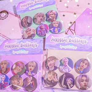 Jungsu Buttons - 1.25 inch - 6 Button Set - Xdinary Heroes - Xdinary Heroes Button - CrystallizeKpop - XH - Villains - Bias Button Packs