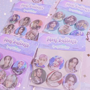 Gaon Buttons - 1.25 inch - 6 Button Set - Xdinary Heroes - Xdinary Heroes Button - CrystallizeKpop - Villains - Bias Button Packs
