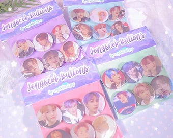 Jongseob Buttons - 1.25 inch - 6 Button Set - Button Set - P1Harmony - P1Harmony Button - CrystallizeKpop - P1ece - Bias Button Pack