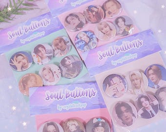 Soul Buttons - 1.25 inch - 6 Button Set - Button Set - P1Harmony - P1Harmony Button - CrystallizeKpop - P1ece - Bias Button Pack