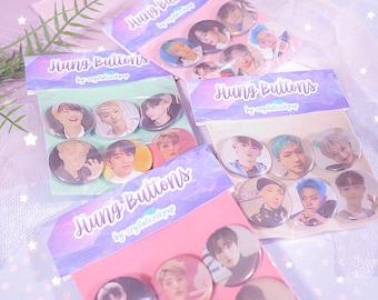Jiung Buttons - 1.25 inch - 6 Button Set - Button Set - P1Harmony - P1Harmony Button - CrystallizeKpop - P1ece - Bias Button Pack