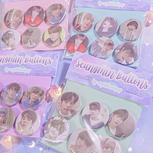 Seungmin Buttons - 1.25 inch - 6 Button Set - Button Set - Stray Kids - Stray Kids Button - CrystallizeKpop - SKZ - Stay - Bias Button Pack
