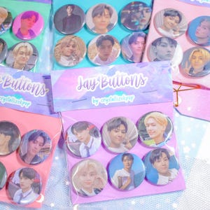 Jay Buttons - 1.25 inch - 6 Button Set - Button Set - ENHYPEN - ENHYPEN Button - CrystallizeKpop -  Engene - Bias Button Pack