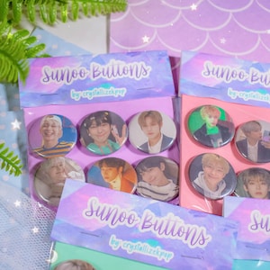 Sunoo Buttons - 1.25 inch - 6 Button Set - Button Set - ENHYPEN - ENHYPEN Button - CrystallizeKpop -  Engene - Bias Button Pack