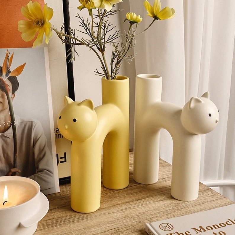 Ceramic Cat Vase Ceramic Flower Vase Handmade Pottery Cat Etsy