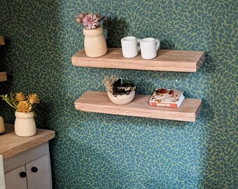 Miniature floating shelves, miniature wall decor, dollhouse floating shelves, dollhouse shelves, dollhouse wall art