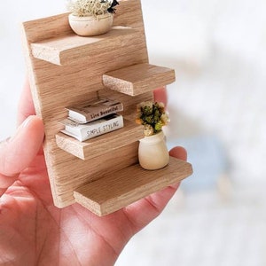 Dollhouse miniature shelf, wooden miniature floating shelf, wall decor for dollhouses in 1:12 scale for Maileg mice.
