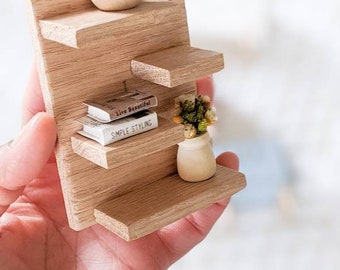 Dollhouse miniature shelf, wooden miniature floating shelf, wall decor for dollhouses in 1:12 scale for Maileg mice.