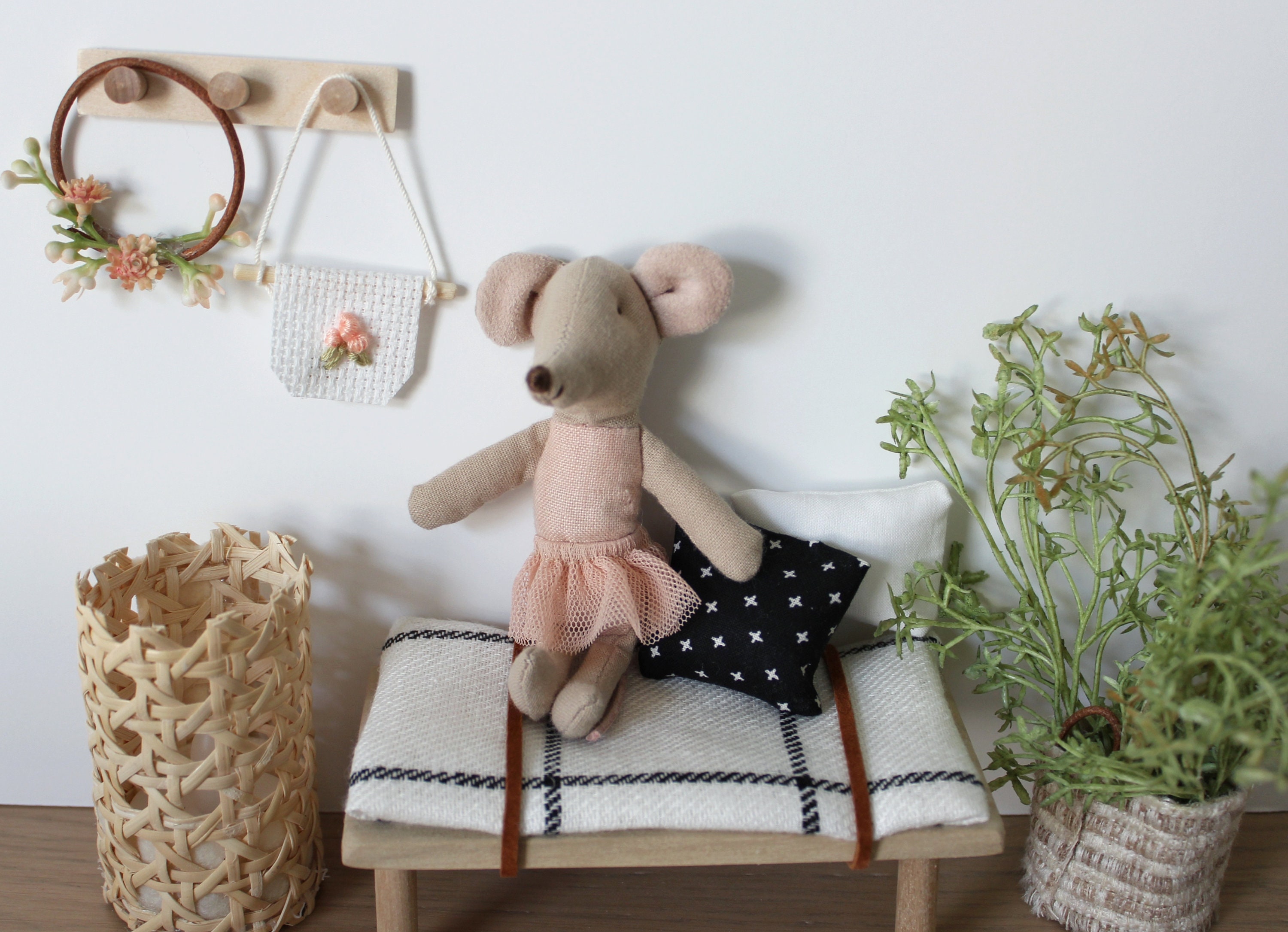 Dollhouse Bench Dollhouse Miniature Furniture Maileg Mice Etsy