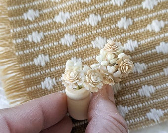 Dollhouse plant, Miniature White faux plant in a pot. Dollhouse flowers in pot. Miniature flower decor for tables. 1:12 scale for maileg