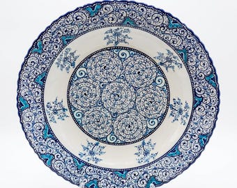 Handmade Ottoman Iznik Ceramic Plate – Blue White Turkish Wall Decor