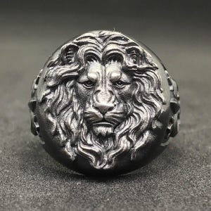 Anillo de león, anillo de león con sello, anillo de plata con león, joyería de animales, anillo de regalo para esposo, regalo para hombres, regalo personalizado de San Valentín para hombres