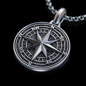 Handmade Silver Compass Necklace, Personalized North Star Pendant, Polaris Star Necklace, Gift for Sailors, Christmas Gifts image 16