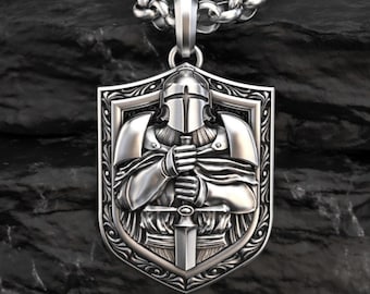 Medival Knight  Sterling Silver Men Necklace, Handmade Christian Crusader 925 Silver Men Pendant, Silver Git for Men, Templar accessory