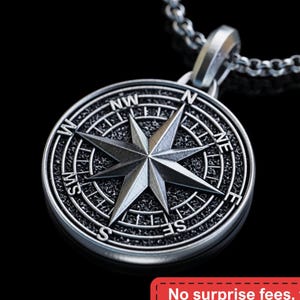 Collana bussola in argento fatta a mano, ciondolo stella polare personalizzato, collana stella polare, regalo per marinai, regali di Natale