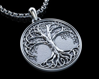 Personalisierte Baum des Lebens Halskette, Wikinger Baum Halskette, Yggdrasil Silber Anhänger, Wikinger Schmuck, skandinavischer Schmuck, individuelles Geschenk