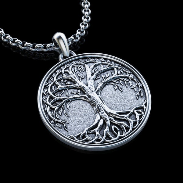 Collar personalizado del árbol de la vida, collar de árbol vikingo, colgante de plata Yggdrasil, joyería vikinga, joyería escandinava, regalo personalizado
