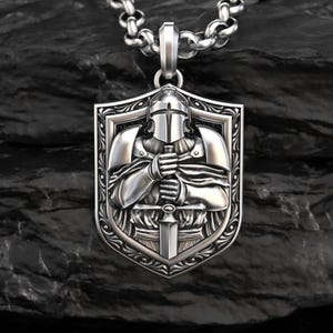 Medival Knight  Sterling Silver Men Necklace, Handmade Christian Crusader 925 Silver Men Pendant, Silver Git for Men, Templar accessory
