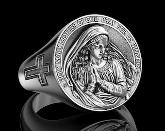 Holy Virgin Mary Ring, Religious Jewellery, Virgin Mary Jewellery