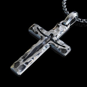 Personalized Silver Cross Necklace, Handmade Crucifix Pendant, Handmade Jesus Cross Pendant, Modern cross design, Gift for Him, Gift For Men