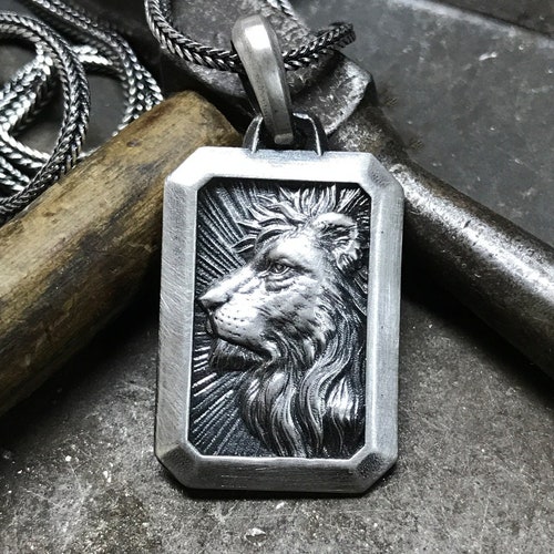 Lion Pendant Personalized Lion Necklace Men Lion Necklace Etsy Canada