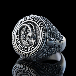 Capricorn Zodiac Sign Silver Ring, Astrological Sign Capricorn Ring, Zodiac Jewellery, Gift for Capricorn man, Personalized Capricorn ring