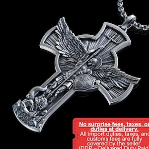 Gepersonaliseerde aartsengel Saint Michael-ketting, orthodox schild aartsengelhanger, St. Michael-zilveren herenhanger, religieus cadeau voor mannen