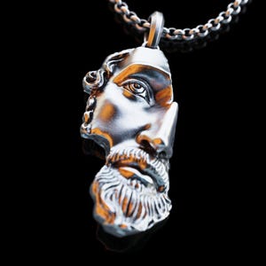 Collana in argento di Marco Aurelio, ciondolo dell&#39;imperatore romano, collana con statua di Marco Aurelio, regalo in argento per uomo, regalo per lui